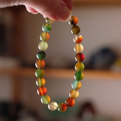 Autumn Chalcedony Bracelet | Agate Crystal Stretch Bracelet