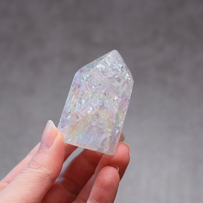 Aura Fire & Ice Quartz Point | Crackle Quartz Crystal Point