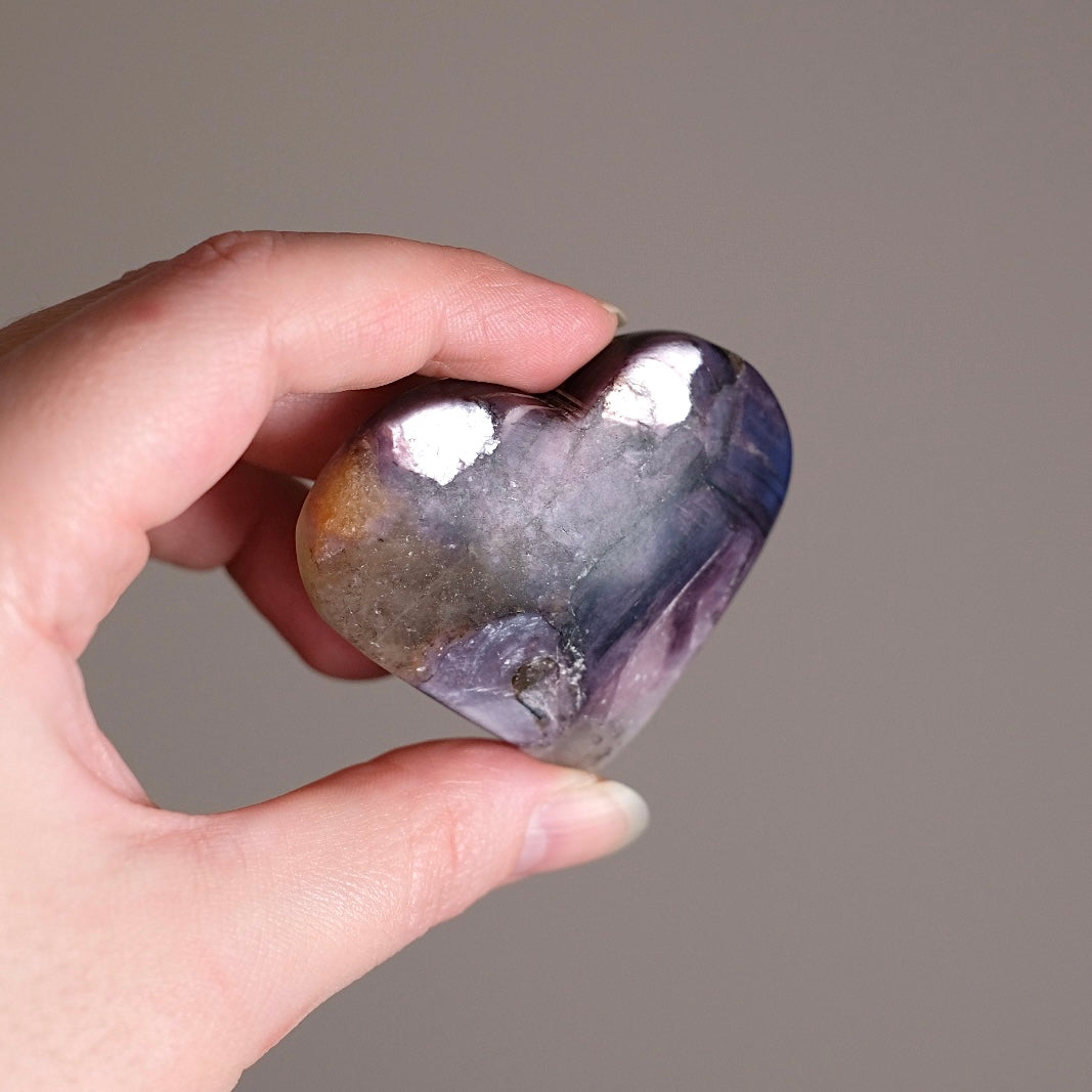 Gem Lepidolite Heart | Gemmy Purple Mica Crystal Heart Carving
