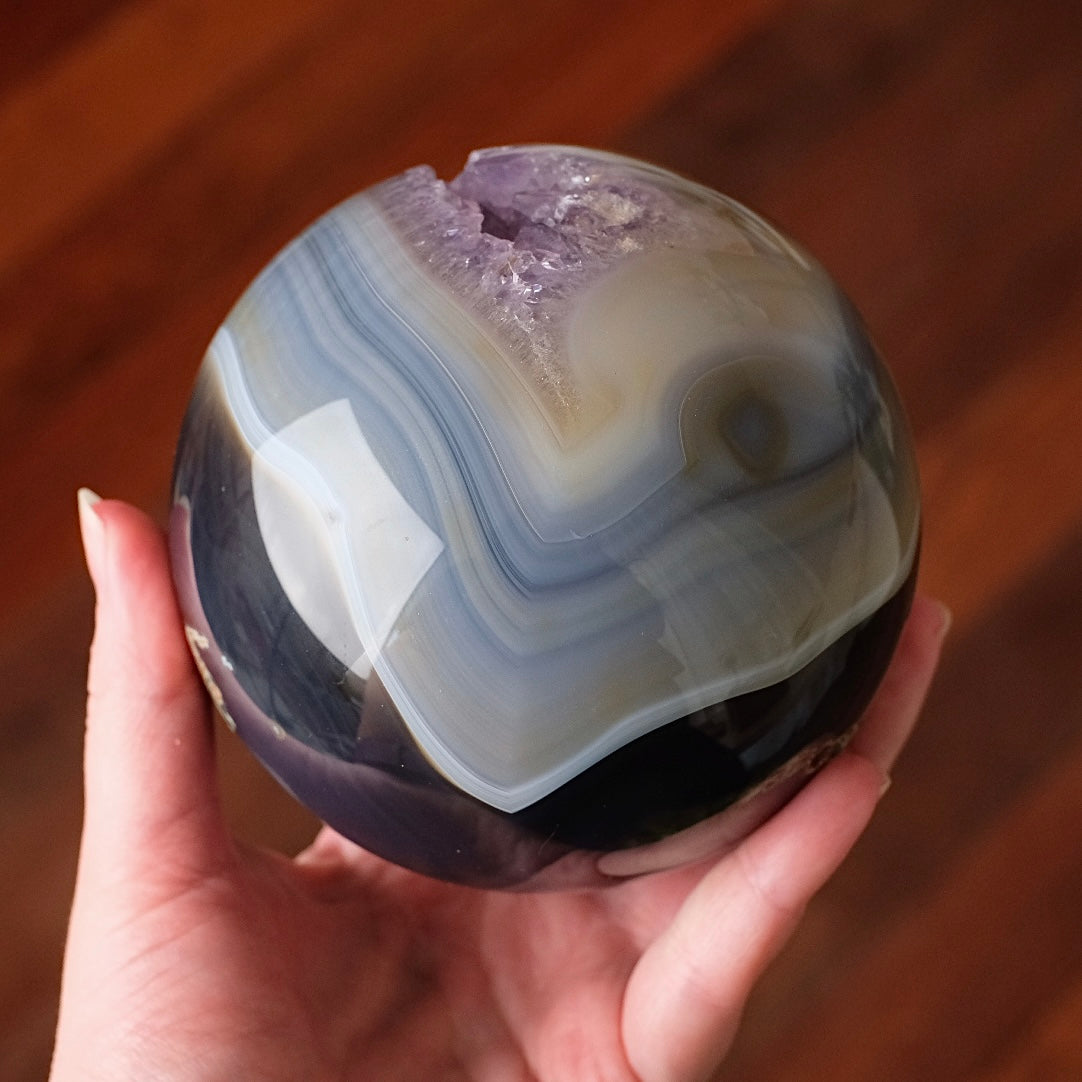 XL Geode Amethyst Sphere | Amethyst & Agate Crystal Sphere