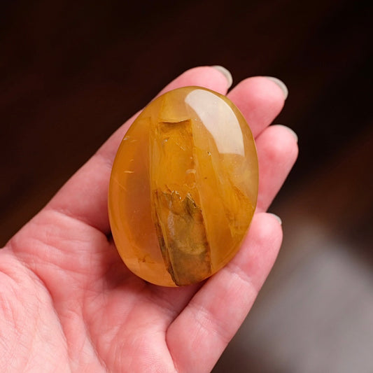 Star Flash Golden Healer Palm | Golden Healer Quartz Palm Stone