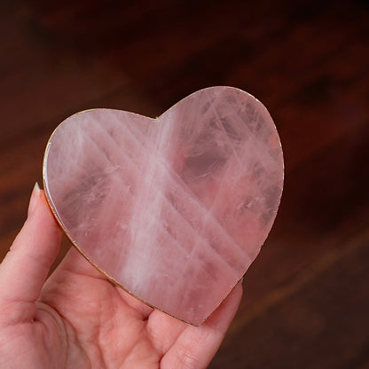 Gilded Rose Quartz Coaster | Heart Crystal Coaster