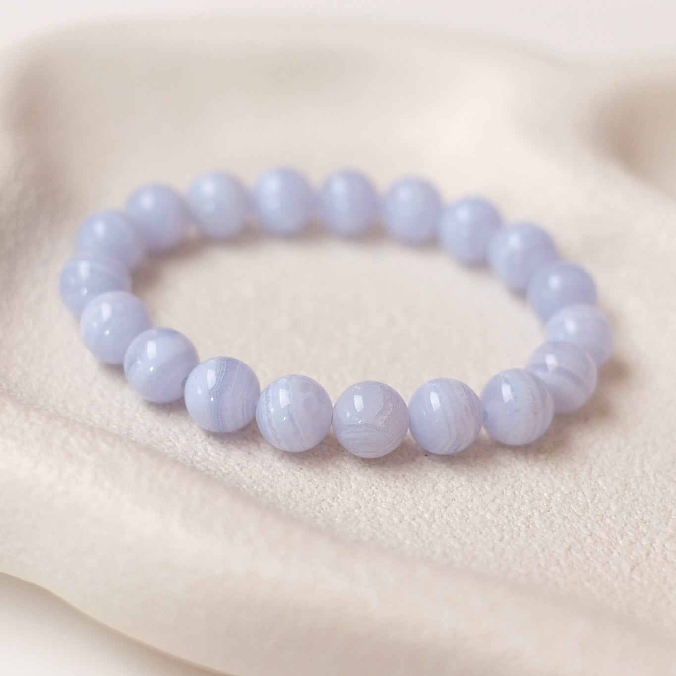 Blue Lace Agate Bracelet | Agate Crystal Stretch Bracelet