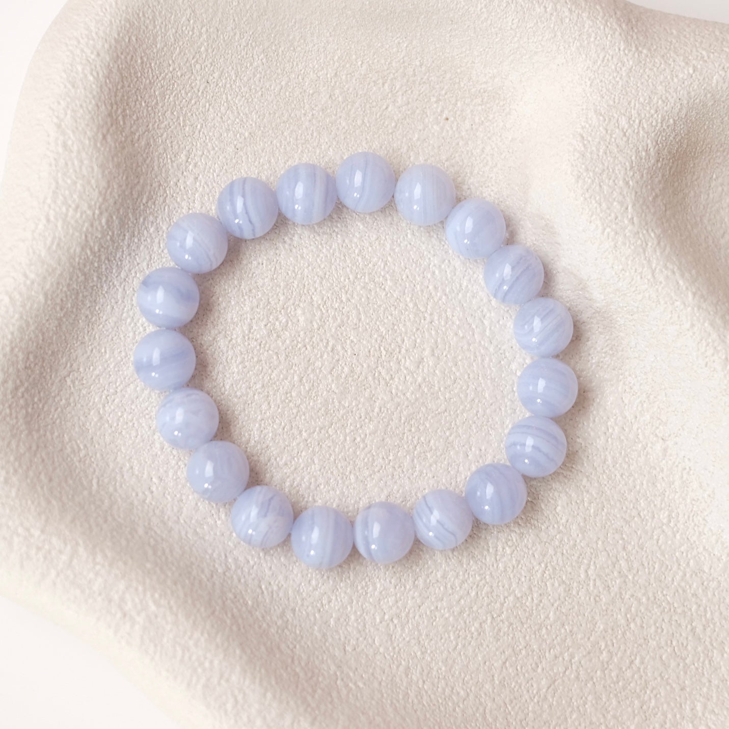Blue Lace Agate Bracelet | Agate Crystal Stretch Bracelet