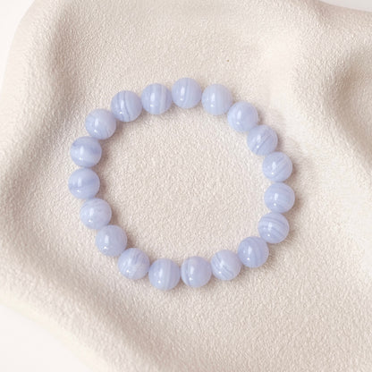 Blue Lace Agate Bracelet | Agate Crystal Stretch Bracelet