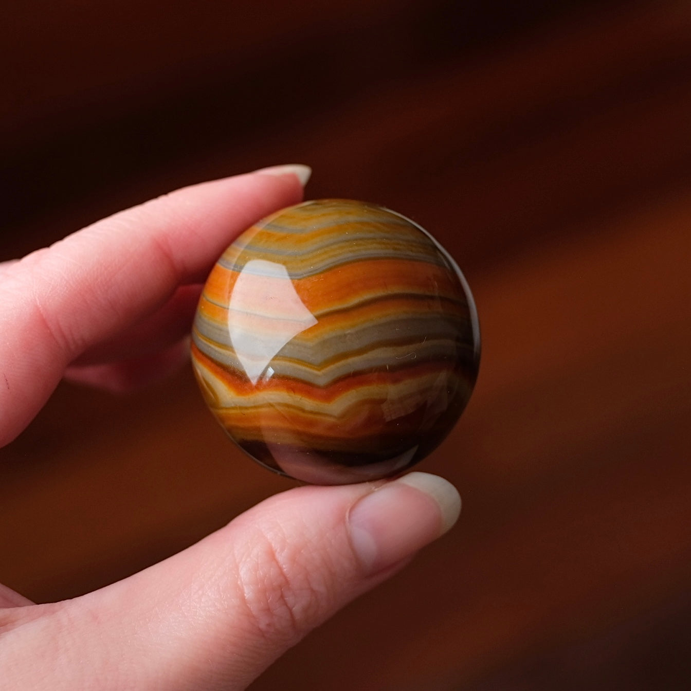 Sardonyx Sphere | Banded Orange Agate Crystal Sphere