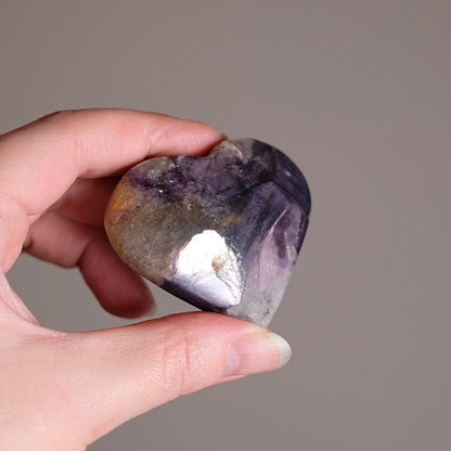 Gem Lepidolite Heart | Gemmy Purple Mica Crystal Heart Carving