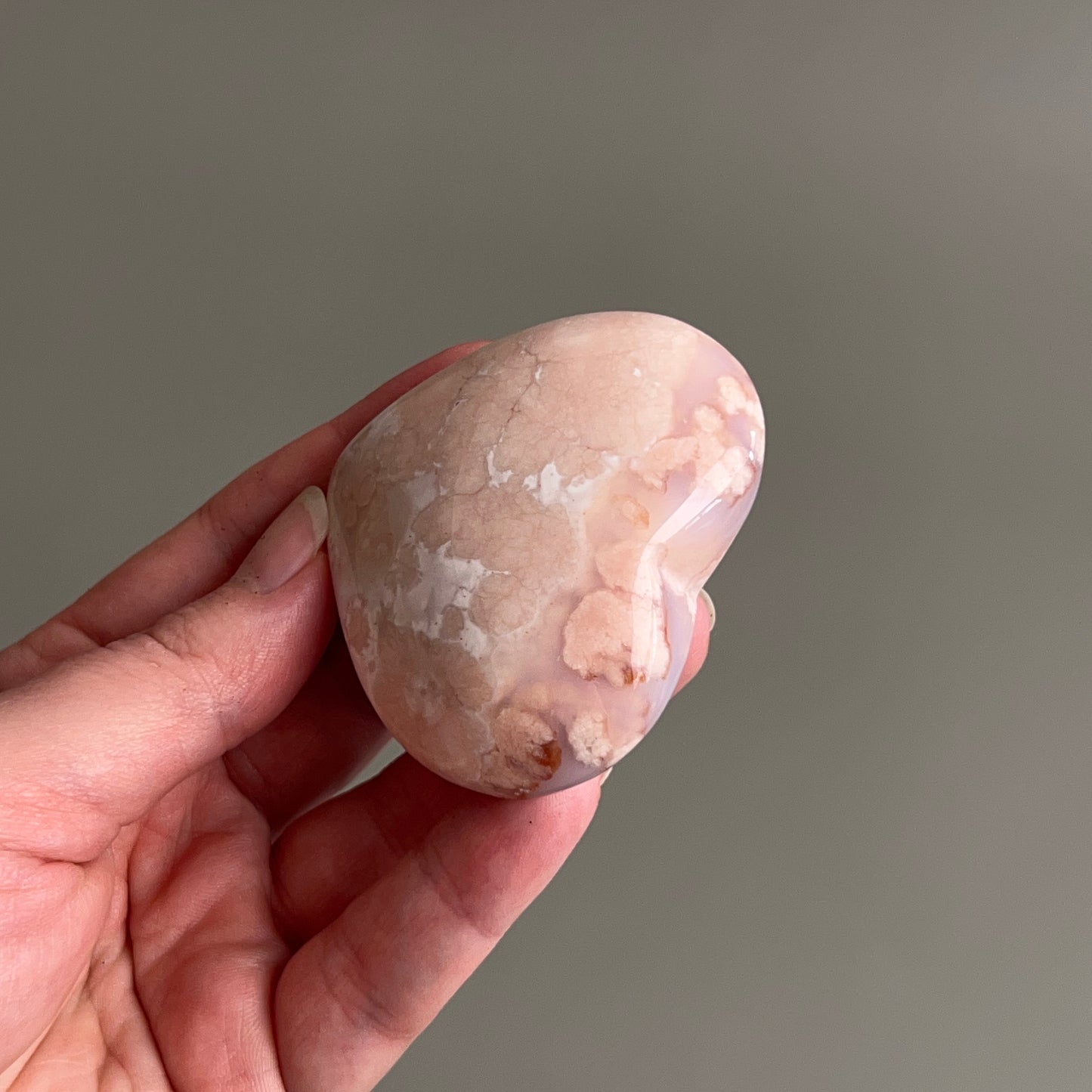 Pink Flower Agate Heart | Flower Agate Crystal Heart