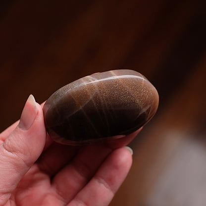 Chocolate Moonstone + Sunstone Palm | Moonstone Crystal Palmstone