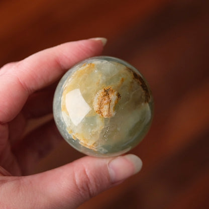 Lemurian Aquatine Calcite Sphere | Blue Onyx Crystal Sphere