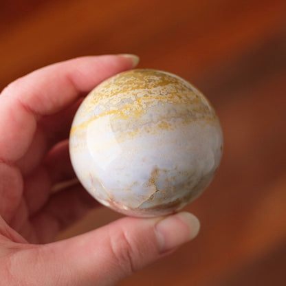 Ocean Jasper Sphere | Yellow Orbicular Jasper Crystal Sphere