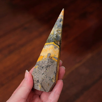 Set : Phosphosiderite & Bumblebee Jasper Prism Point | Crystal Diamond Display