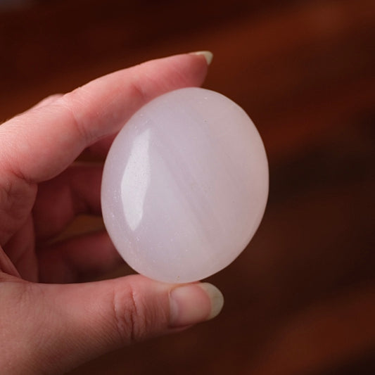 Pink Mangano Calcite Palm Stone | Pink Calcite Palmstone