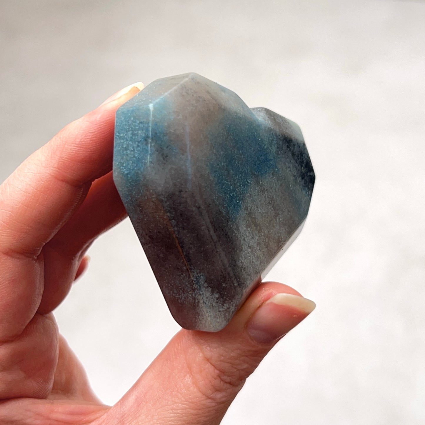 Trolleite Heart | Blue Trolleite Faceted Crystal Heart