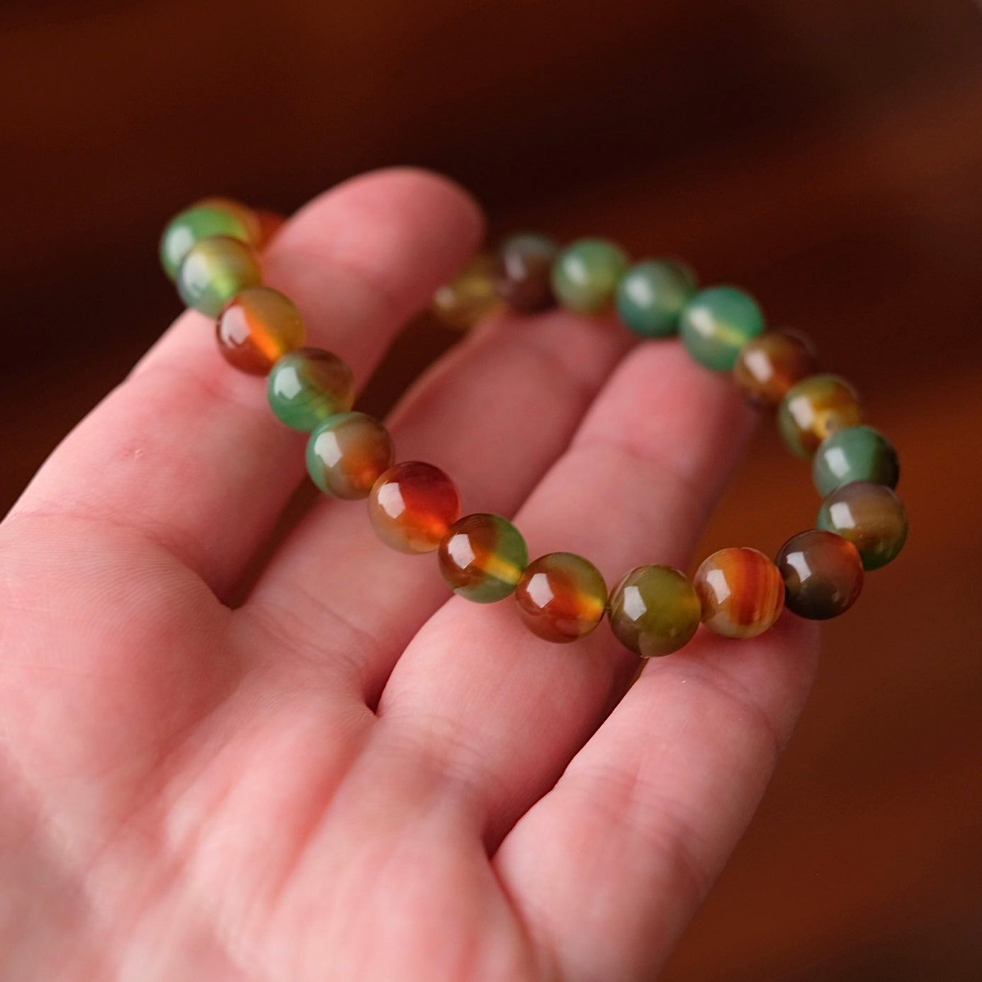 Autumn Chalcedony Bracelet | Agate Crystal Stretch Bracelet