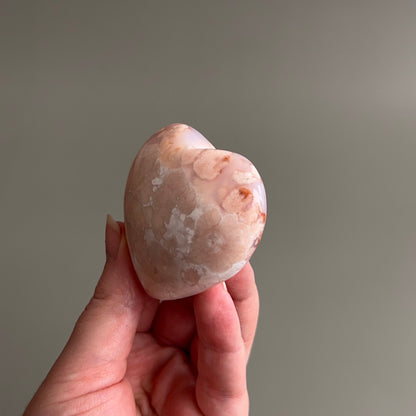 Pink Flower Agate Heart | Flower Agate Crystal Heart