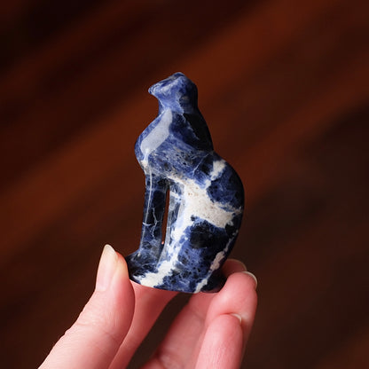 Sodalite Egyptian Cat Carving | Crystal Cat Figure
