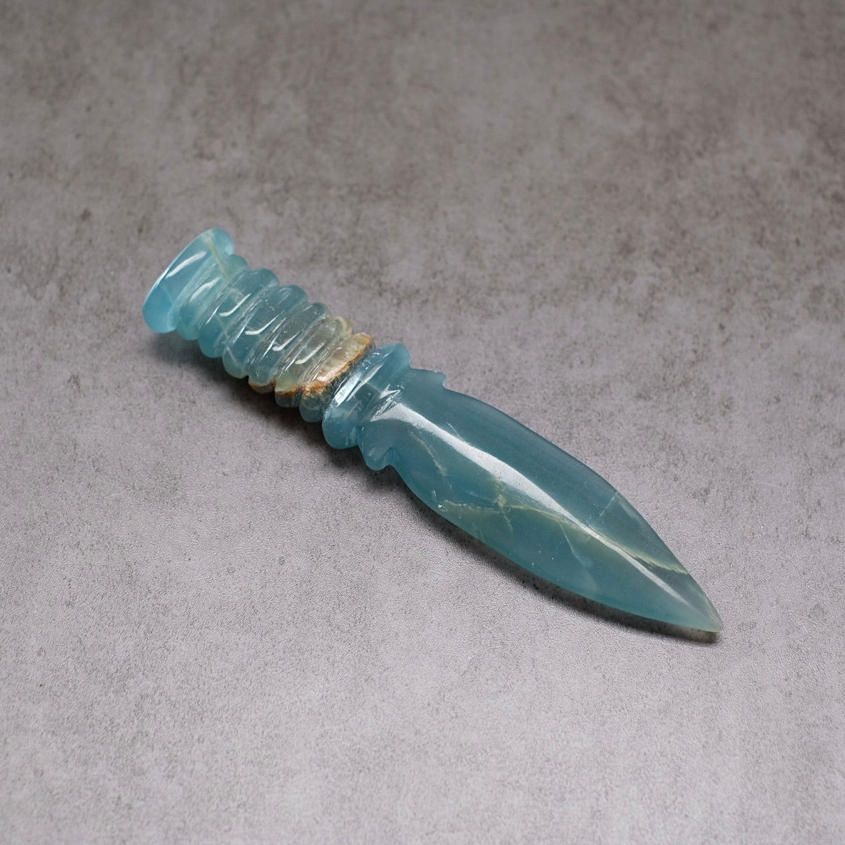 Lemurian Aquatine Calcite Athame | Blue Onyx Crystal Dagger | Witches Knife