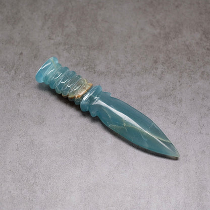 Lemurian Aquatine Calcite Athame | Blue Onyx Crystal Dagger | Witches Knife