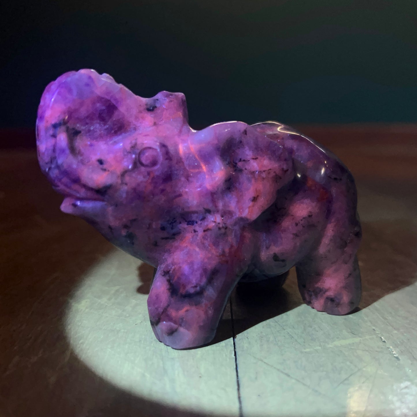 UV Reactive Sodalite Elephant Carving | Crystal Animal Carving