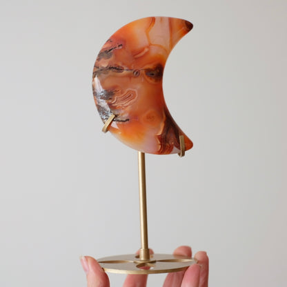 Carnelian Moon & Stand | Carved Crystal Moon Display Set