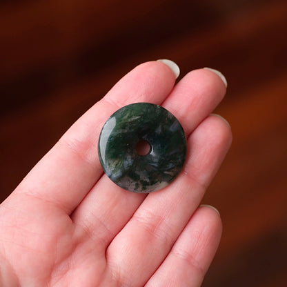 Moss Agate Donut | Crystal Donut Pendant