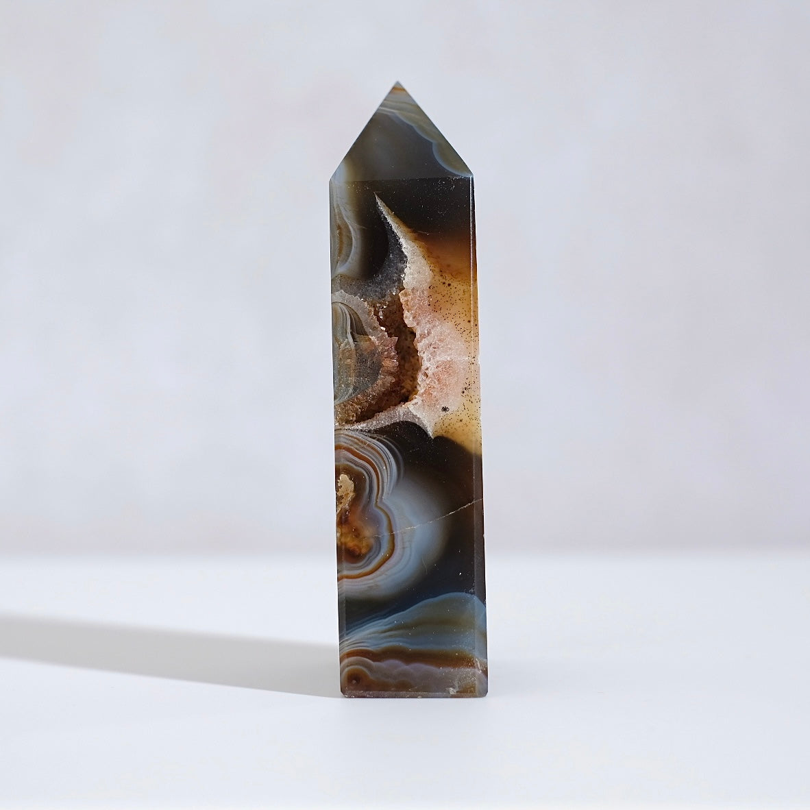 Druzy Agate Tower | Blue Carnelian Geode Crystal Point