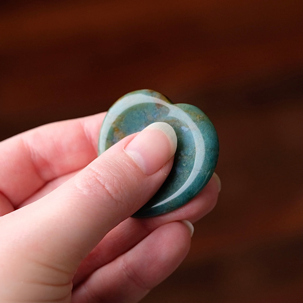 Sea Jasper Worry Stone | Heart Shaped Crystal Thumb Stone