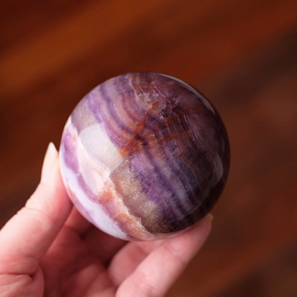 Silky Fluorite Sphere | Banded Fluorite Crystal Sphere