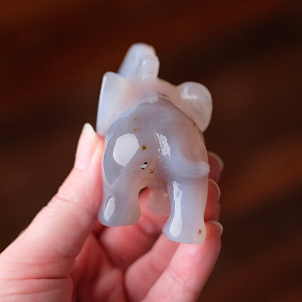 Druzy Agate Elephant Carving | Crystal Animal Carving