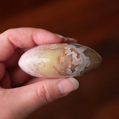 Pink Flower Agate Palm | Flower Agate Crystal Palm Stone