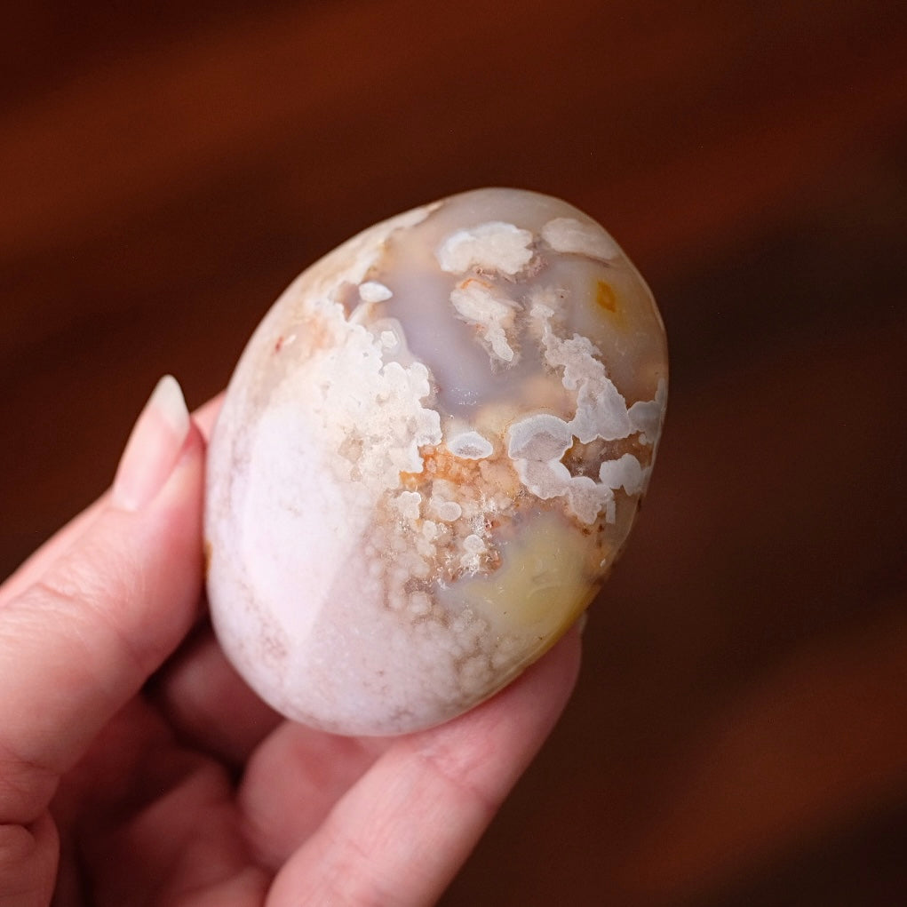Pink Flower Agate Palm | Flower Agate Crystal Palm Stone