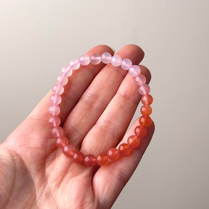 Yanyuan Agate Bracelet | Pink Agate Crystal Stretch Bracelet