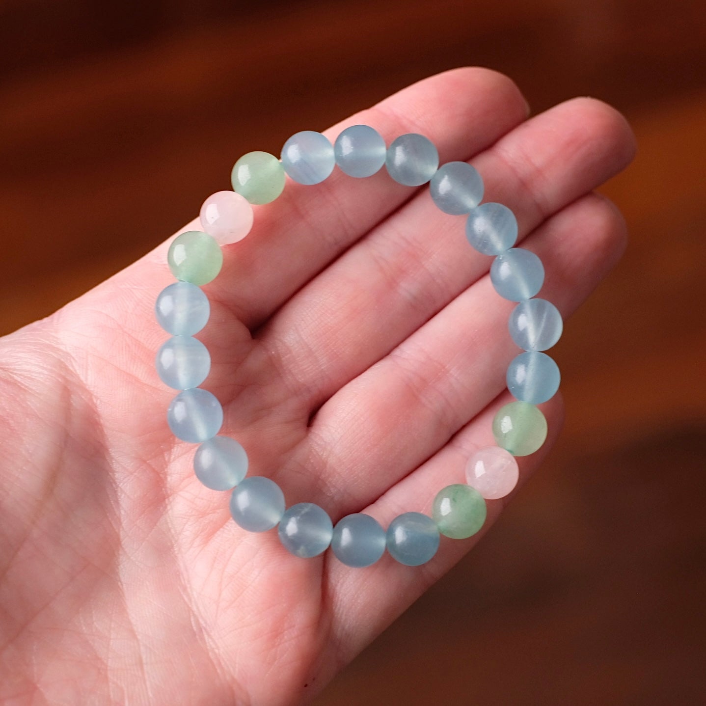 Lemurian Aquatine Calcite Crystal Bracelet | OOAK Crystal Bracelet