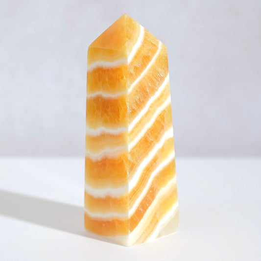 Bright Yellow Calcite Tower | Orange Calcite Crystal Obelisk