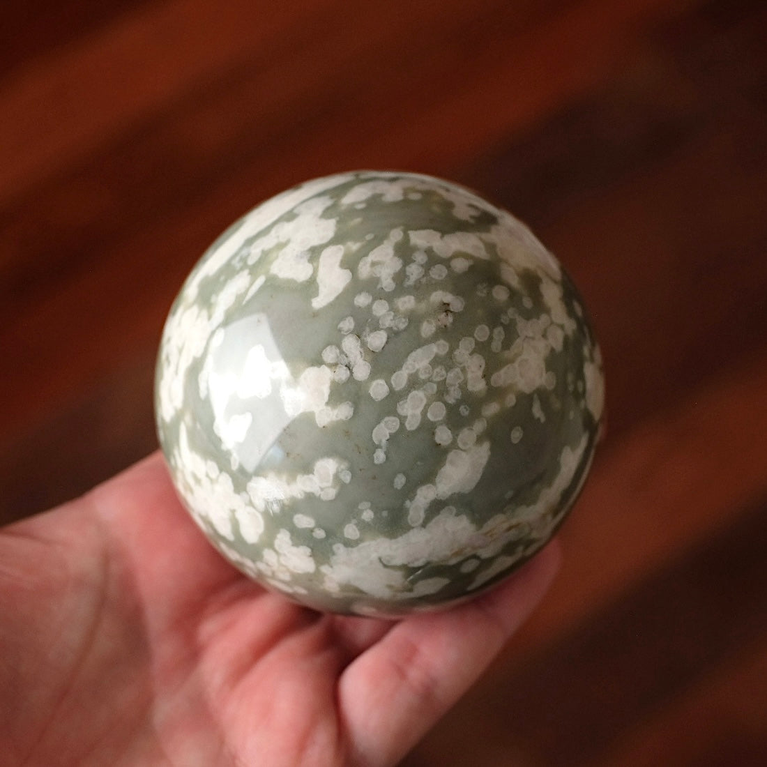 Peace Jade Sphere | Peace Blossom Fluorite Crystal Sphere