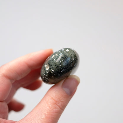 Prehnite Pocket Stone | Prehnite & Epidote Tumbled Crystal