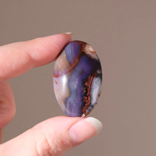 Blue Flower Agate Pocket Stone | Mini Flower Agate Crystal