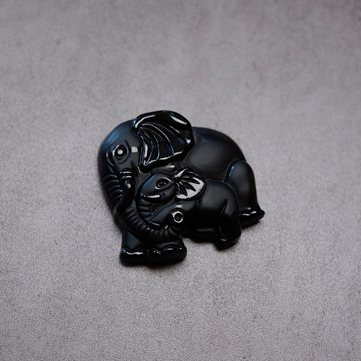 Black Obsidian Elephant Carving | Cute Crystal Carving