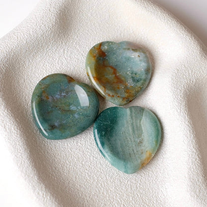 Sea Jasper Worry Stone | Heart Shaped Crystal Thumb Stone