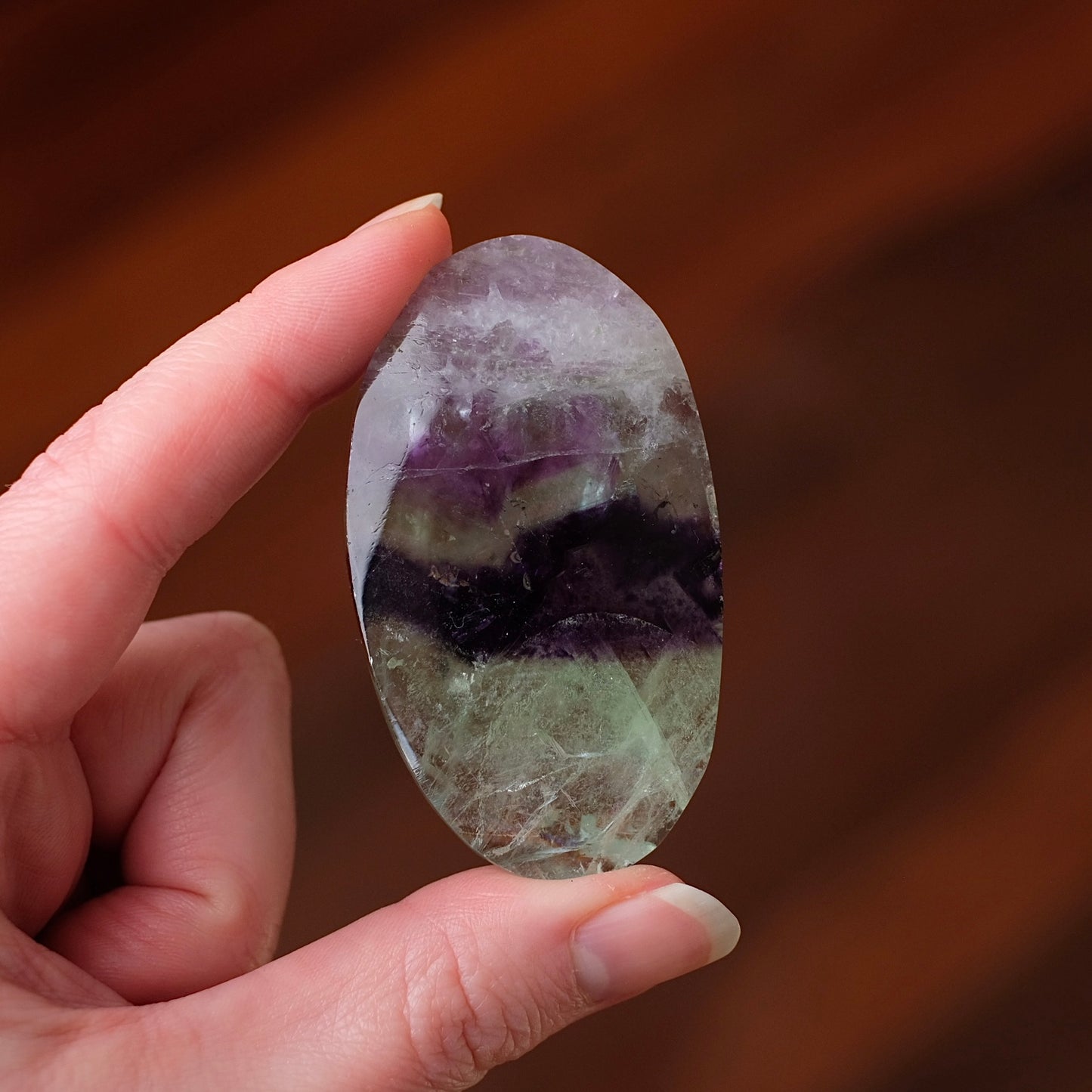 Pretty Fluorite Palm | Rainbow Fluorite Crystal Palm Stone