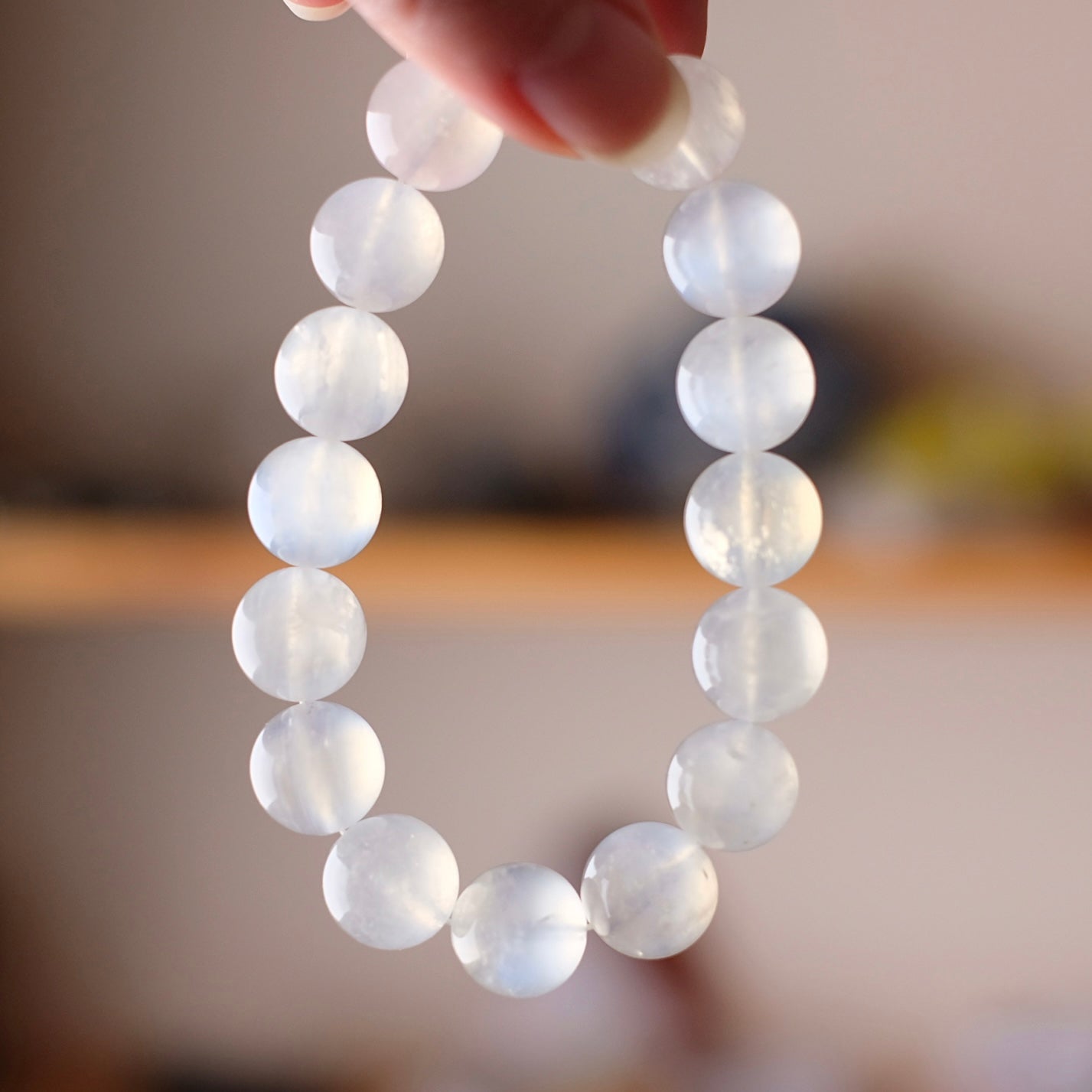 Blue Moonstone Bracelet | Moonstone Crystal Stretch Bracelet