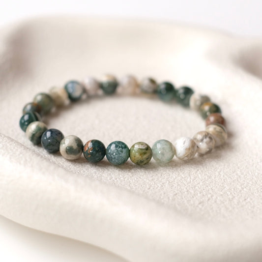 Ocean Jasper Bracelet | Orbicular Jasper Crystal Stretch Bracelet