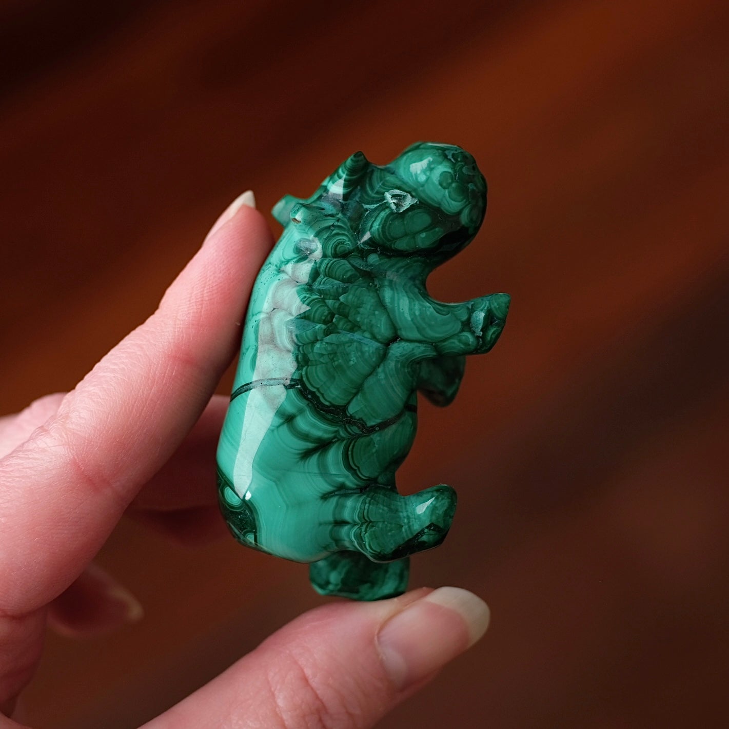 Malachite Hippo Carving | Crystal Animal Carving | Animal Totem
