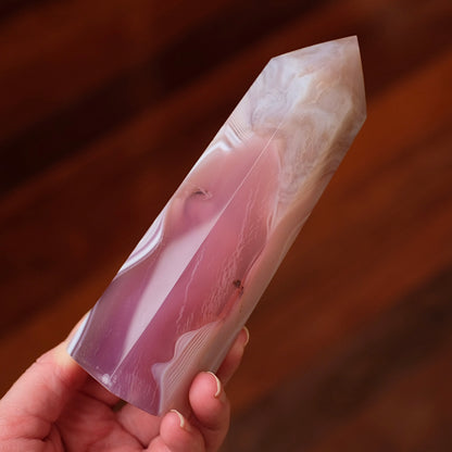 Pink Jelly Agate Point | Pink Agate Crystal Tower