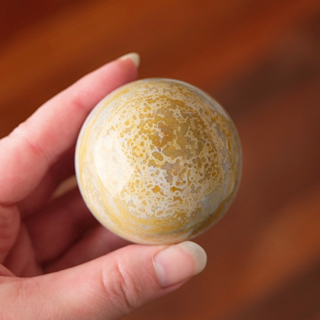 Ocean Jasper Sphere | Yellow Orbicular Jasper Crystal Sphere