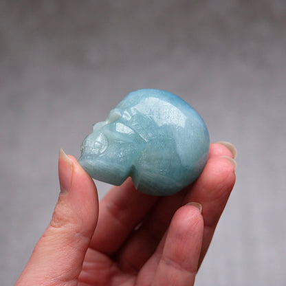 Rare Aquamarine Skull | Blue Aquamarine Crystal Skull