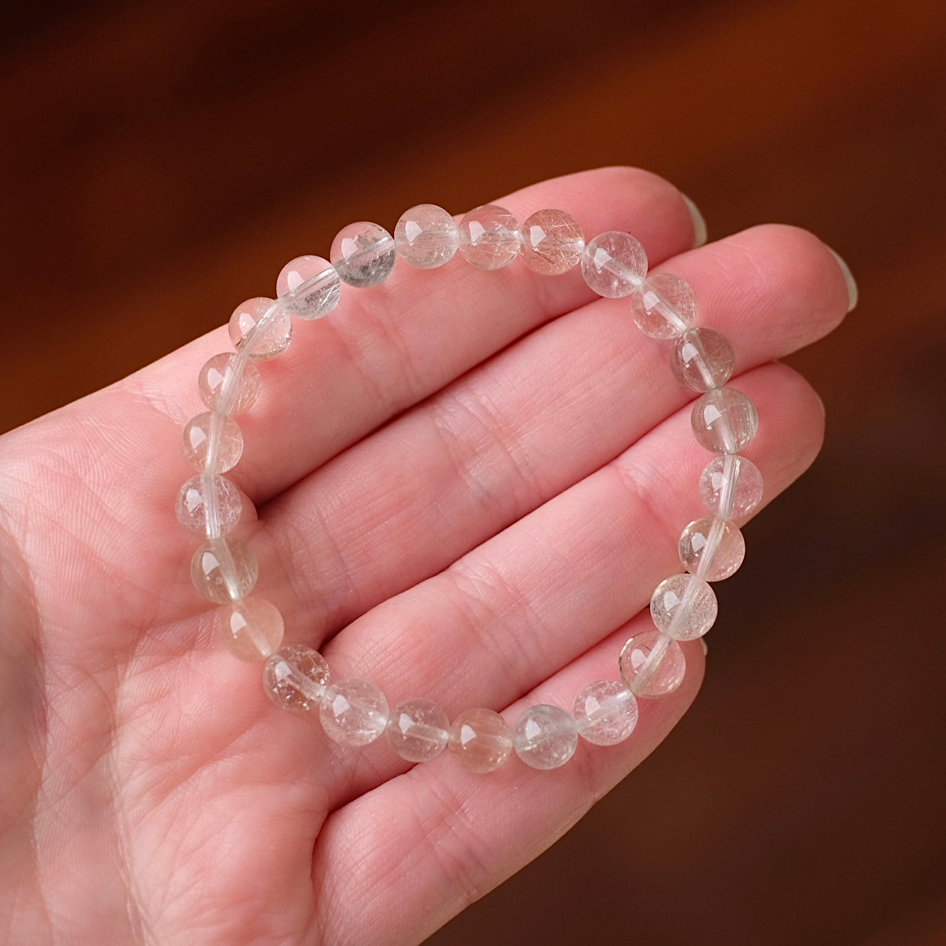 Silver Rutile Quartz Bracelet | Crystal Stretch Bracelet