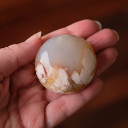 Flower Agate Palm | Cherry Blossom Agate Crystal Palm Stone