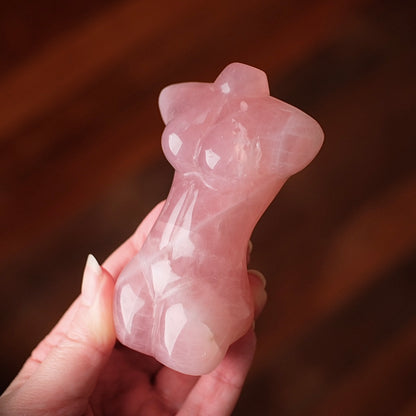 Rose Quartz Goddess Figure | Divine Feminine Crystal Carving